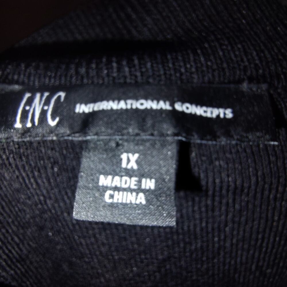 INC International Concepts Women's Black Lace Sleeve Peplum Top Size 1X BG13 - Picture 4 of 4